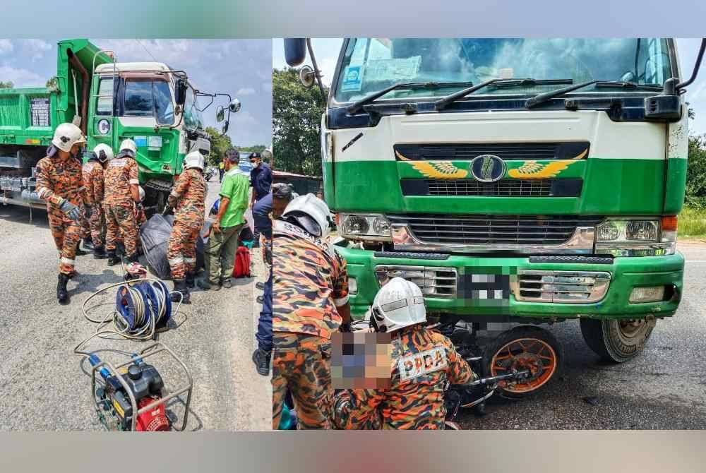 Tersepit bawah lori, penunggang motosikal parah