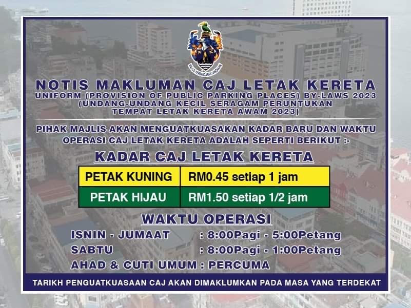 MPS akan laksana kadar caj parkir, waktu operasi baharu