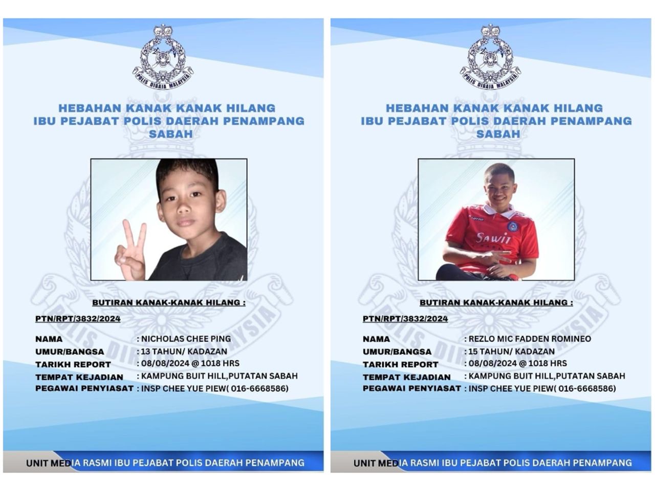 Dua remaja lelaki hilang di Putatan