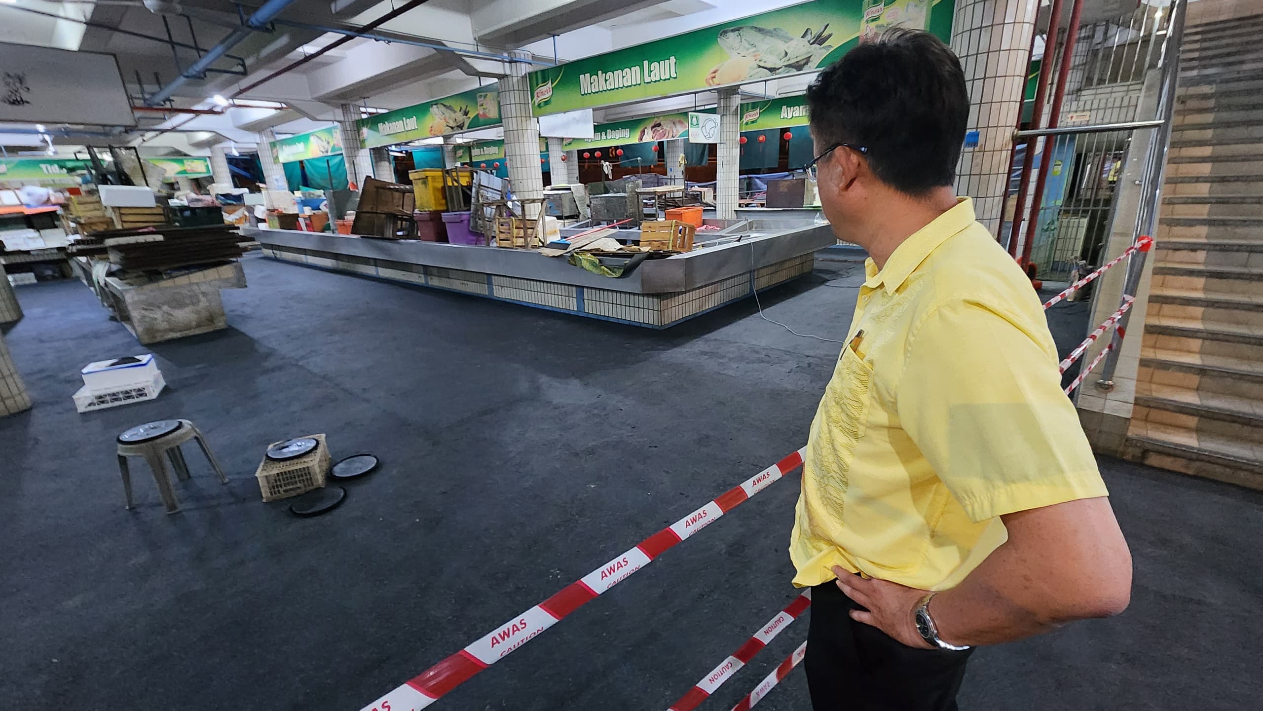 Gerai tingkat bawah Pasar Batu Tiga Padawan masih ditutup, proses naik taraf lantai