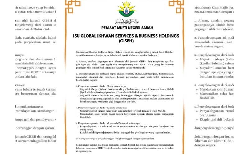 Majlis Fatwa Sabah putuskan ajaran GISBH menyeleweng