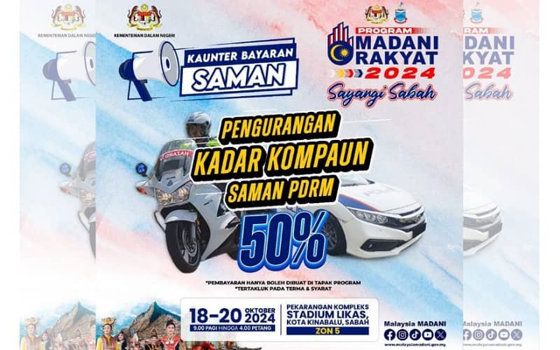 Tawaran diskaun saman trafik 50 peratus di Program Madani Rakyat 2024 Sayangi Sabah