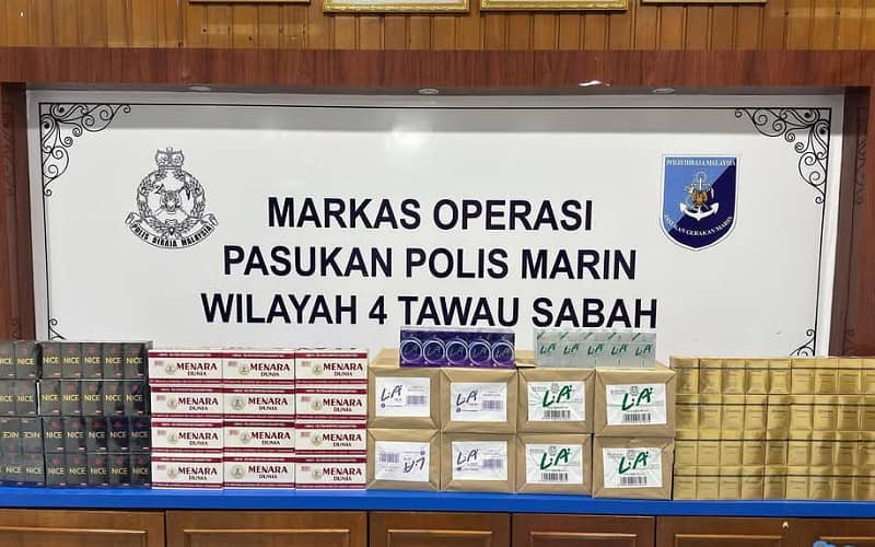 Polis Marin Tawau rampas 26,200 batang rokok seludup lebih RM38,000
