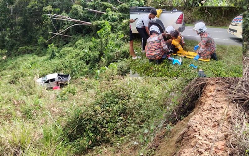 Tiga cedera parah, Hilux jatuh gaung