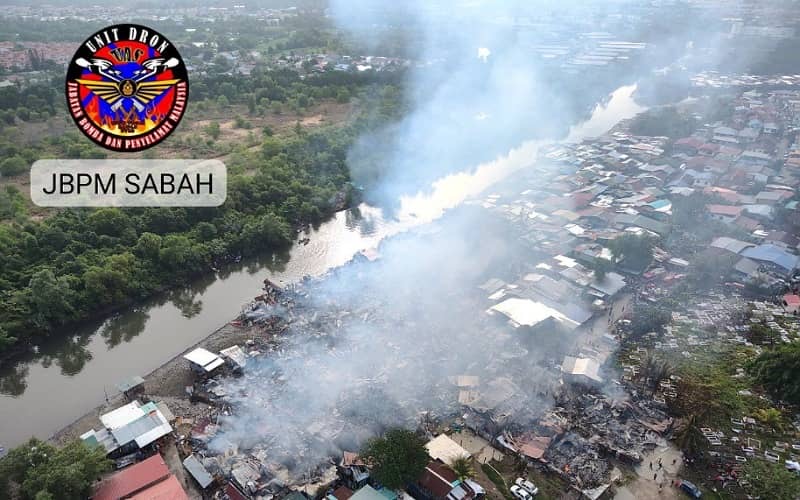 80 rumah setinggan Kg Cempaka Likas musnah terbakar