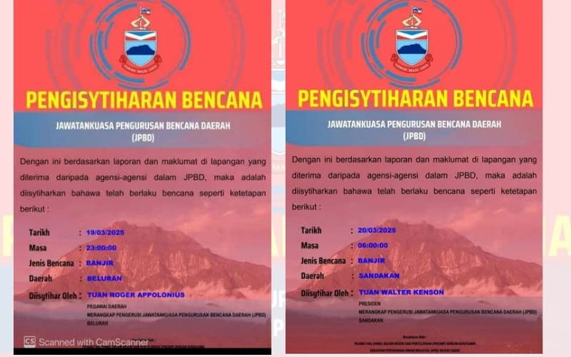 Beluran, Sandakan diisytihar bencana banjir