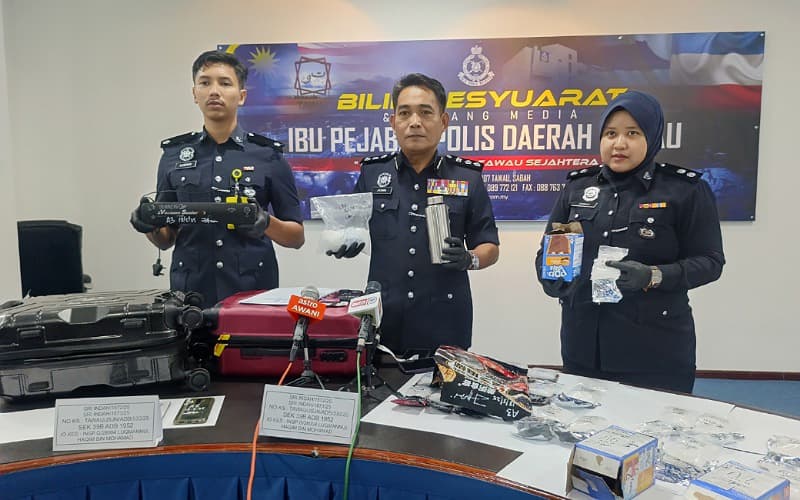 Seludup masuk lebih 2kg syabu di Lapangan Terbang Tawau, dua lelaki suspek diberkas