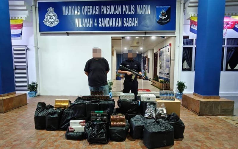 Polis Marin Sandakan rampas 90,800 batang rokok seludup nilai RM129,618