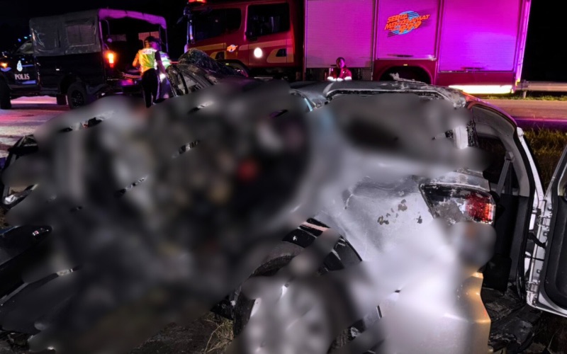 Dua mangsa maut, seorang cedera parah dalam kemalangan di Jalan Pan Borneo