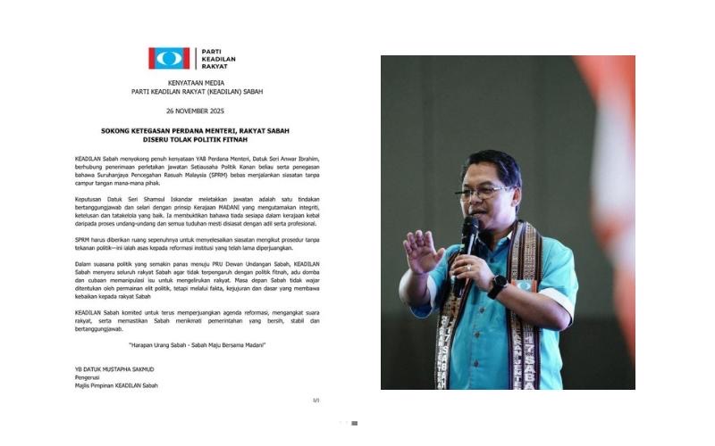 PKR Sabah sokong ketegasan Perdana Menteri, rakyat Sabah diseru tolak politik fitnah