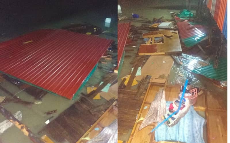 Lelaki cedera, rumah atas air roboh di Tawau
