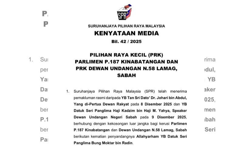 PRK Parlimen Kinabatangan, DUN Lamag 24 Januari hadapan