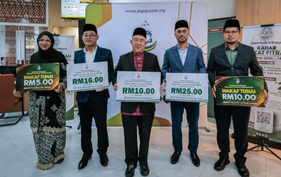 Kadar zakat fitrah Perak 2026 ditetapkan RM10, RM16 dan RM25