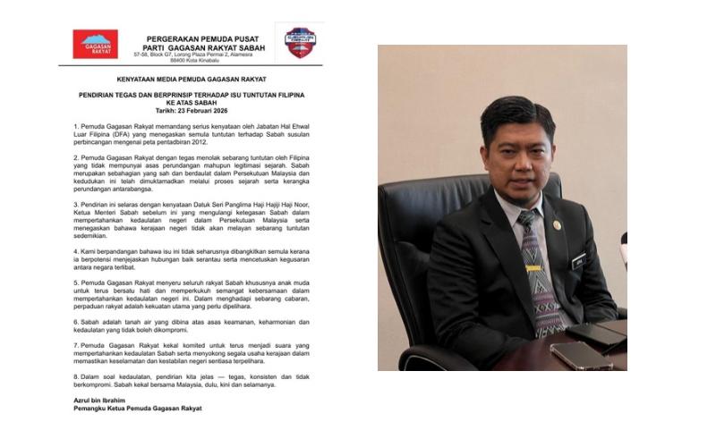 Pemuda Gagasan Rakyat tolak tuntutan Filipina terhadap Sabah, seru rakyat kekal bersatu