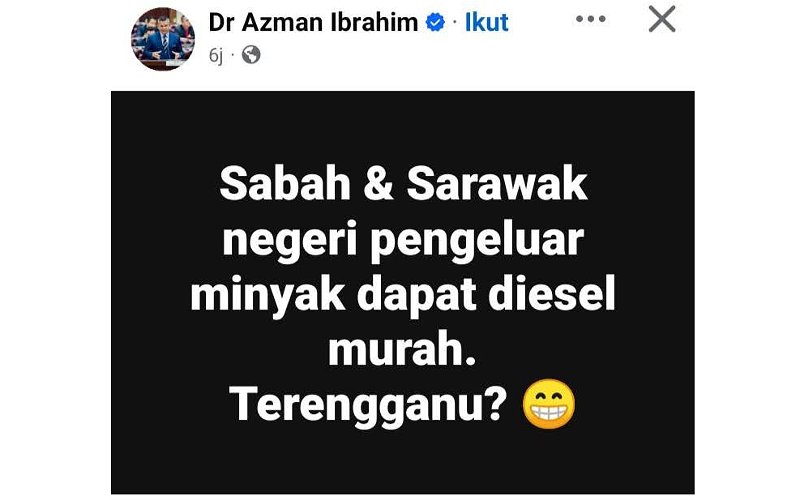 Diesel Sabah, Sarawak dan Terengganu: Faham fakta sebelum terpedaya