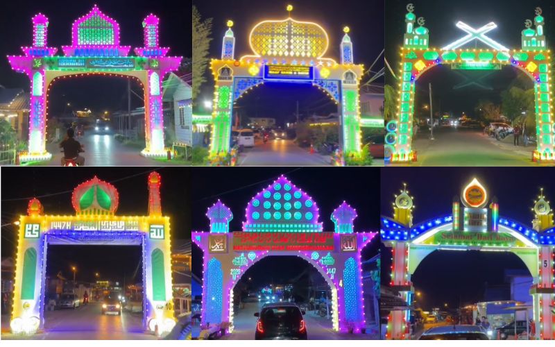 Pintu gerbang di Saratok terus ‘menyala’ tahun ini, 13 buah meriahkan suasana malam