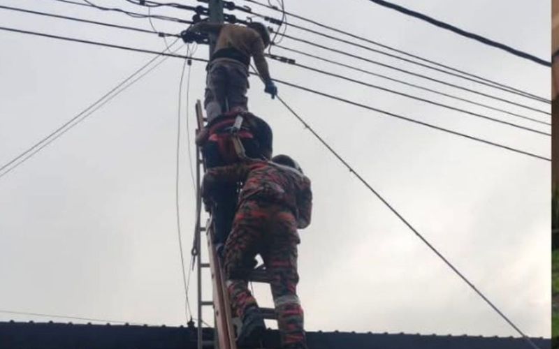 Lelaki cedera direnjat elektrik ketika selenggara tiang Sesco diselamatkan bomba