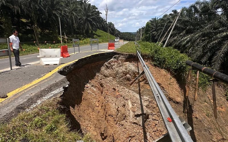 Cerun runtuh kian besar, laluan Merotai-Kalabakan berisiko