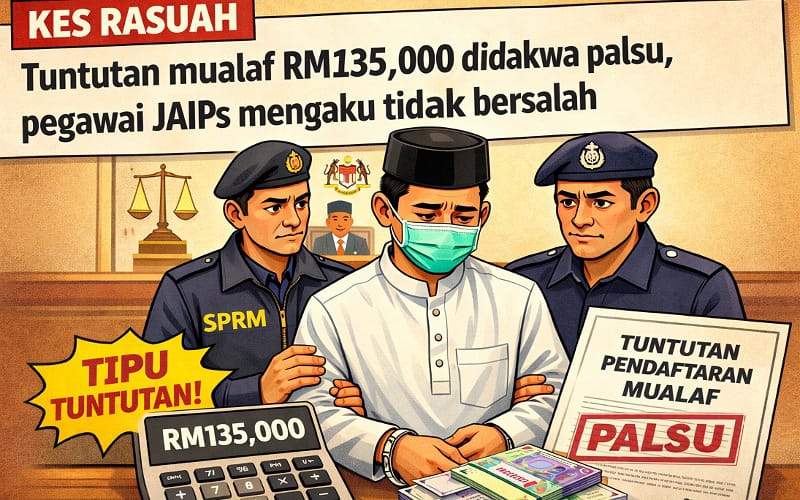 Tuntutan mualaf RM135,000 didakwa palsu, pegawai JAIPs mengaku tidak bersalah