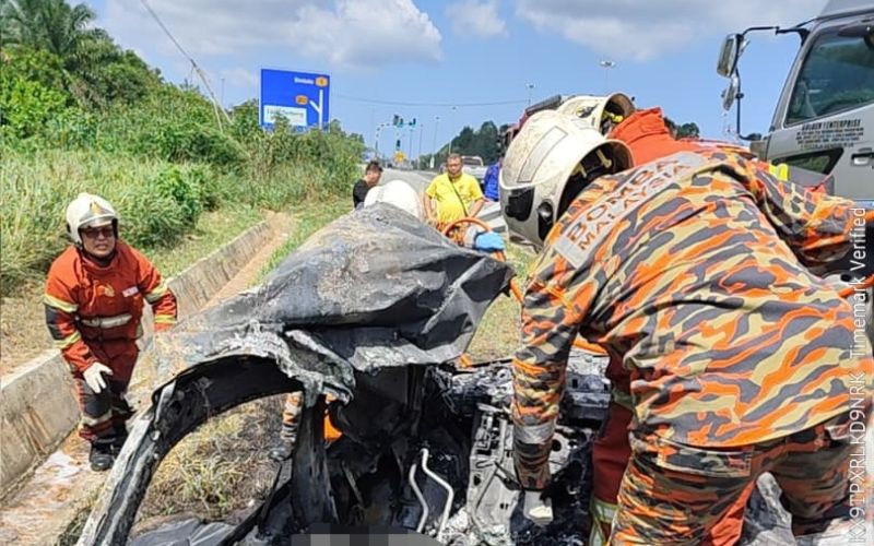 Lelaki rentung dalam kebakaran dua kenderaan di Miri By Pass