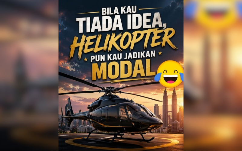 Bila tiada idea, helikopter pun jadi modal, lemah!