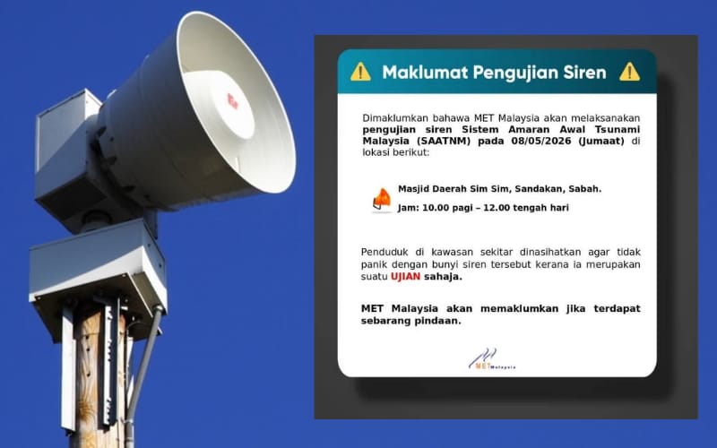 Ujian siren Sistem Amaran Awal Tsunami di Sim-Sim esok