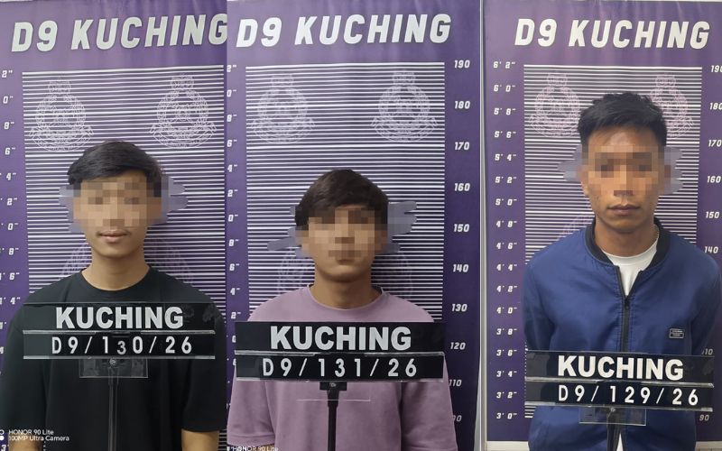 Polis tahan tiga lelaki kes samun bersenjata di Kuching