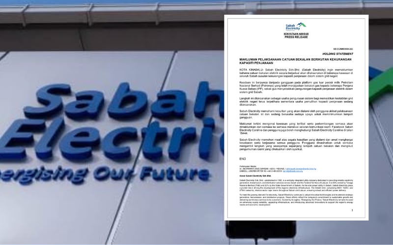 Catuan bekalan elektrik berjadual di Sabah susulan kekurangan kapasiti penjanaan
