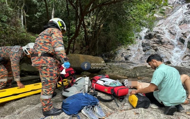 Lelaki cedera terjatuh 30 meter ketika mandi di air terjun