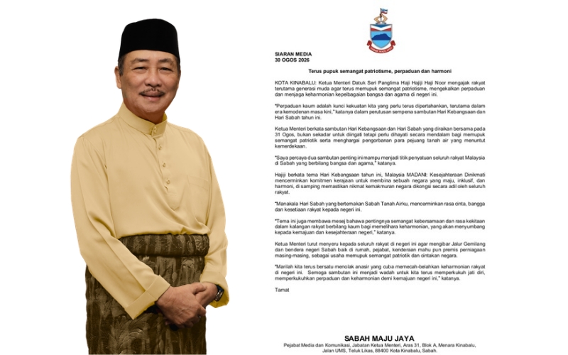 ‎Perpaduan kaum kunci kekuatan Sabah – Hajiji