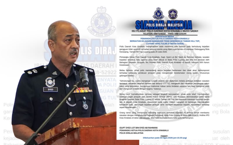 Polis siasat gangguan tidak senonoh di Taman Hill Top, Luyang