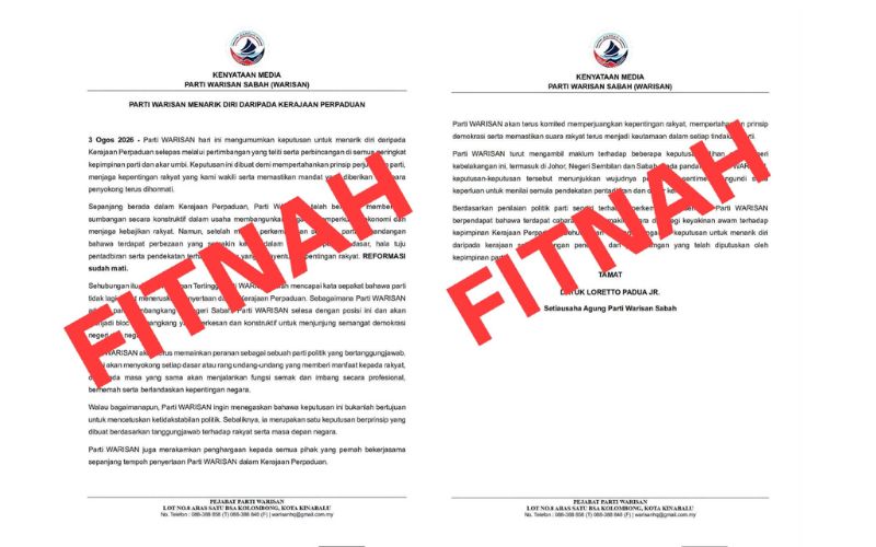 Warisan nafi dakwaan keluar Kerajaan Perpaduan