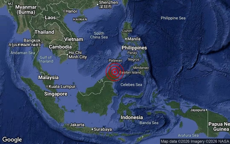 Gempa bumi lemah 3.7 magnitud dikesan 88km utara Sandakan