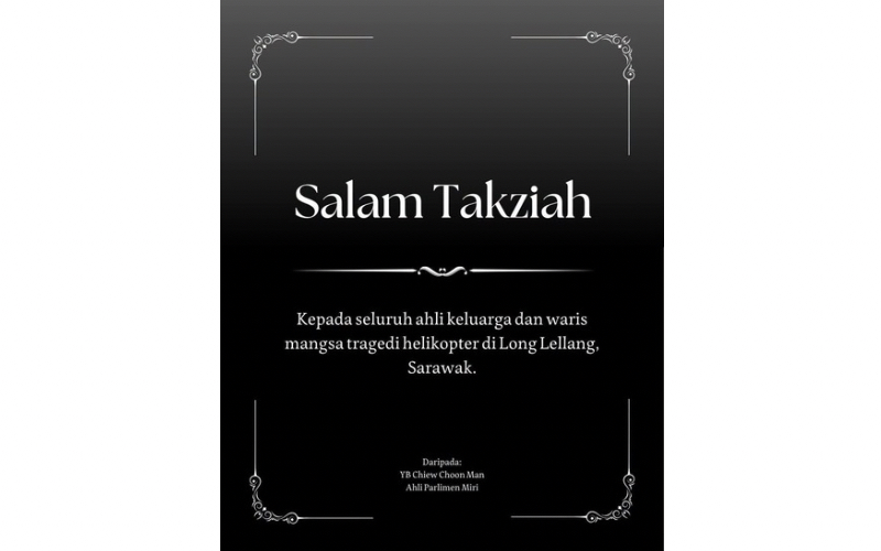 Ahli Parlimen Miri zahir takziah tragedi nahas helikopter di Long Lellang