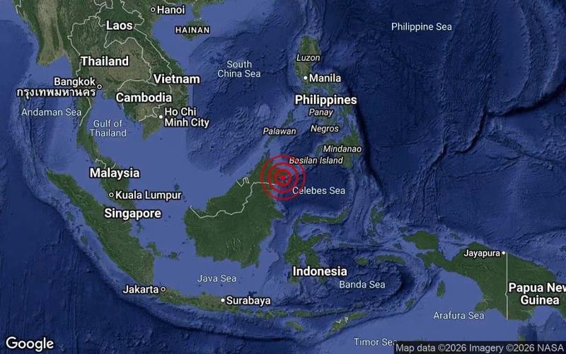 Gempa bumi bermagnitud 5.0 dikesan di perairan Sandakan