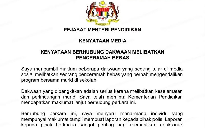 KPM henti serta-merta program penceramah bebas susulan dakwaan tular