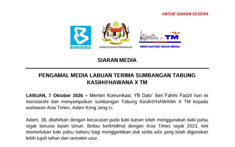 Wartawan Labuan perlu kaki palsu baharu, terima sumbangan Kasih@HAWANA